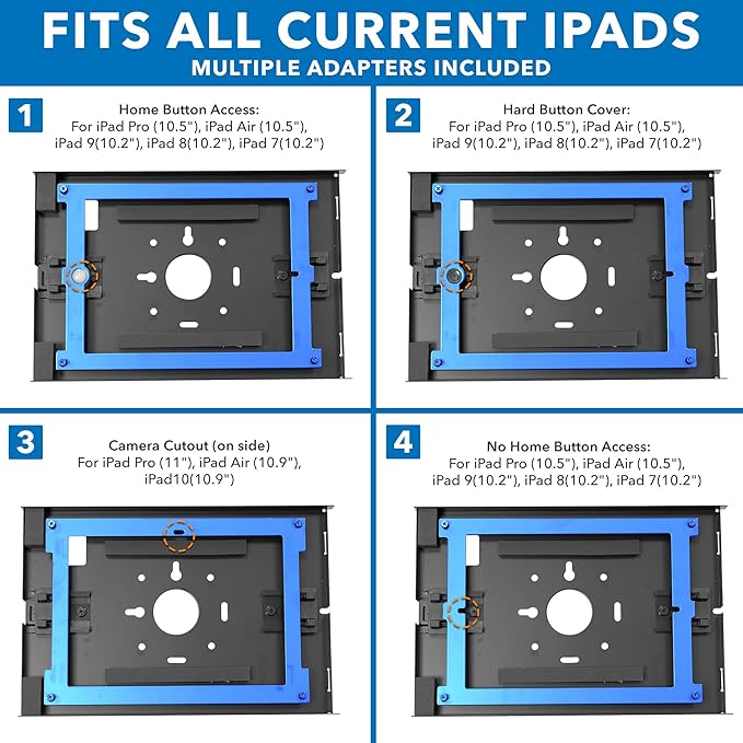 Mount-It! Anti-Theft Tablet Kiosk Wall Mount Compatible with iPad 10, 9, 8, Pro 10.5, Air 10.5, Locking Kiosk for iPad, Low-Profile Steel Security Tablet Wall Mount, Black