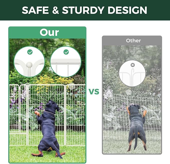 FXW Garden Fence Outdoor for The Yard – 45in(H) x 54.7ft(L) Heavy Duty Metal Animal Barrier for Dog and Rabbit, Decorative Dog Fence, 24 Panels, White