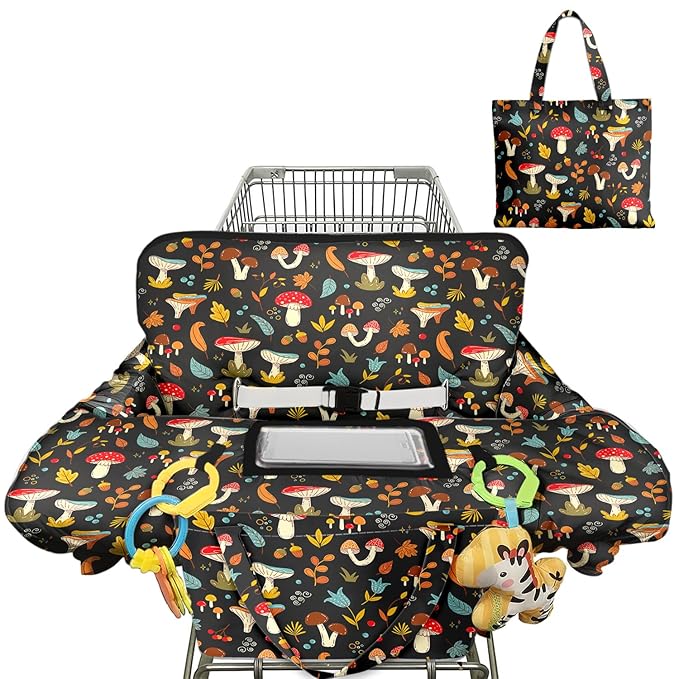 Shopping Cart Cover for Baby Girl Boy 2-in-1 High Chair Water Resistant High Chair Cover w/Phone Pouch Pocket Gender Neutral Cart Cover for Zebra Texture Babies Padded Grocery Cart Cover for Baby