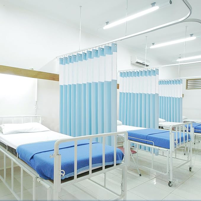 Cniuyhi 5x8ft Hospital Curtains with Grommets Medical Privacy Fire Retardant Hospital Curtains for SPA Lab Clinic Room Divider (1 Panel, Blue, 5x8ft)