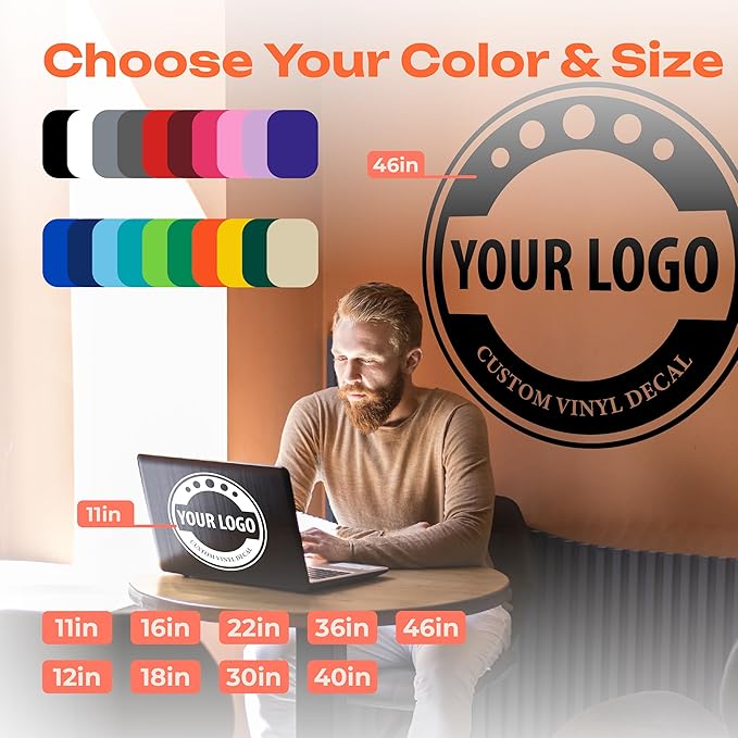 Custom Business Decals Stickers Vinyl - Personalized Logo Decal Vinyl Signs - Customized Window Decal with Logo - Waterproof Custom Stickers for Business, Home, Office