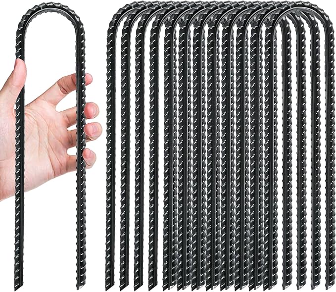 Gtongoko Trampolines Wind Stakes 8 Pack 12 Inch,Heavy Duty U Shaped Rebar Tent Stakes Ground Anchors Galvanized Steel Safety Trampoline Anchors for Camping Tents, Soccer Goals