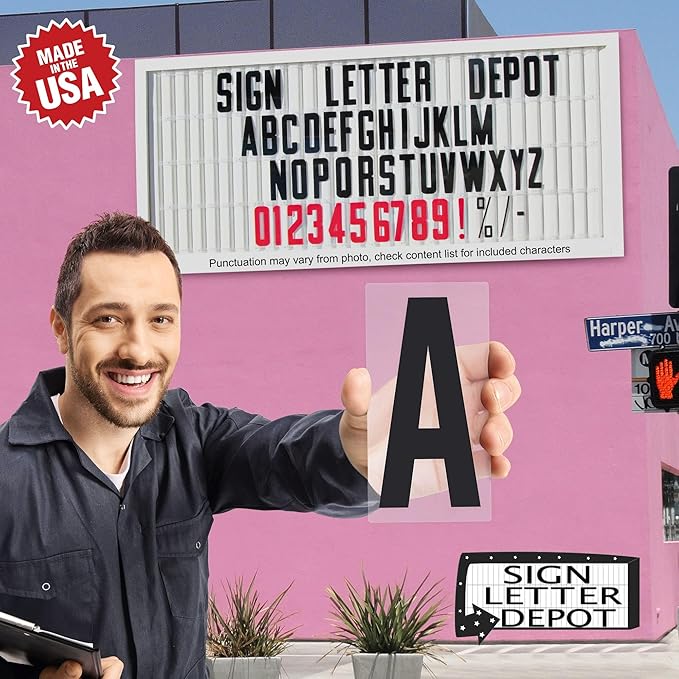 6" on 6 7/8 inch Flexible Marquee Sign Letters for Portable Roadside Signs & Reader Boards, Flexible Letters for Marquee Sign
