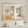 48x32 Inch Bathroom Mirror for Wall, Anti-Rust Oak Wood Grain Metal Framed Bathroom Mirrors for Over Sink,Rectangler Mirrors for Bathroom Vanity, Farmhouse, Bedroom, Living Room, Entryway Decor