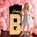 3FT/36 Inch Marquee Light up letters with Warm Lights,White Marquee letter A-Z for Birthday Party Large Mosaic Frame Letter Cardboard Pre-Cut Foam Board Sign Diy Decorations Anniversary (B)