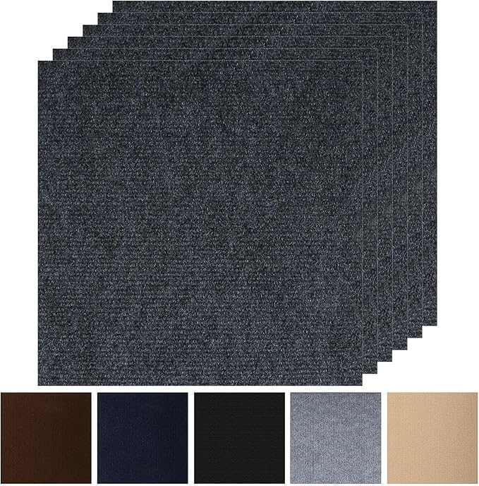 Peel and Stick Carpet Squares 24" x 24", Self Adhesive Non-Slip Carpet Tiles, Peel and Stick Soft Padded Carpet Tiles for Kitchen Bedrooms Indoor Outdoor(10 Tiles/40 sq ft)
