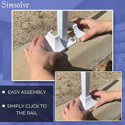 Deck Post Base Cover Durable, Snap-Together Shoe Base Instantly Transforms Hand & Stair Rail Feet Porch, Stair & Deck Cover Brackets UV-Resistant ABS Plastic (White)