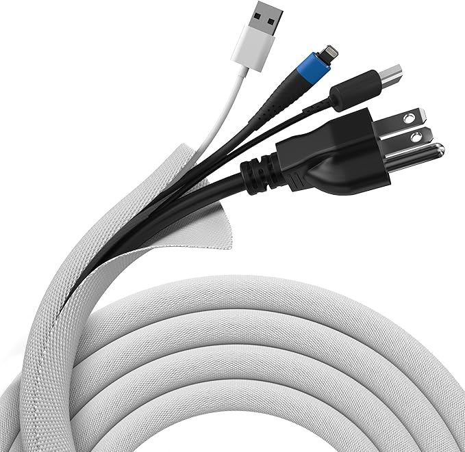 Small Pet Select Heavy Duty Cord Cover - White, 10ft - Ultra Durable Electrical Cable and Wire Protector for Rabbits, Dogs, Cats and Other Pets - Cord Management and Animal Protection