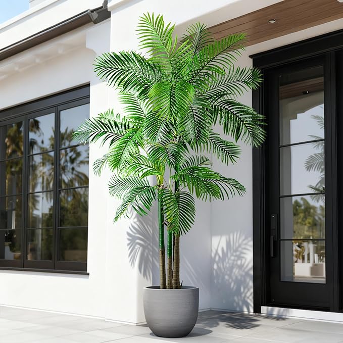 Big Artificial Palm Tree Tall Faux Tropical Trees Indoor Outdoor Realistic Floor Plants Large Fake Plant for Home Living Room Office Decor Porch Outside Patio arboles para Modern Farmhouse decoracion