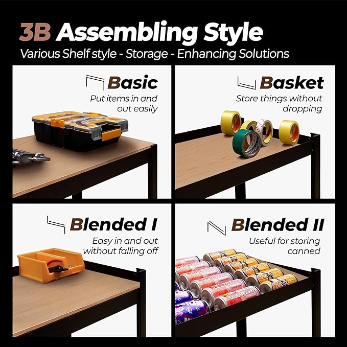 HOMEDANT House 48.1" W 5 Tier Heavy Duty Garage Shelving Adjustable Metal Rack Storage Shelves Standing Shelf Unit Organizers Industrial Warehouse Basement Black 1Pack