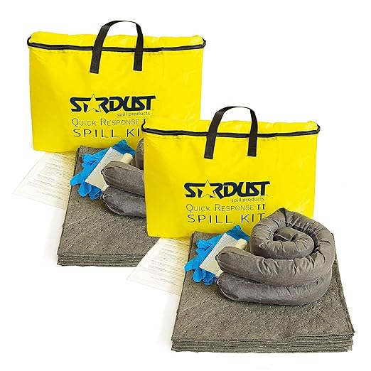 Stardust Spill Products Universal Spill Kit – OSHA Compliant Solution for Vehicles, Industrial, & Restaurant Use, Emergency Response Chemical, Water, & Bodily Fluid Cleanup, 2-Pack