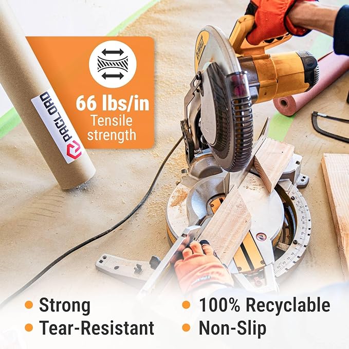 18" x 1992" (166’) Brown Rosin Paper Roll (Pack of 4) - Made in USA Thick Heavy-Duty 7 mil Masking Paper for Surface Protection from Paint, Dust, Foot Traffic - Paint Floor Covering