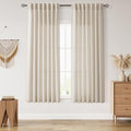 Nanspring Living Room Curtains 63 Inch Length Linen Boho Luxury Light Filtering Semi Sheer Curtain Back Tab and Rod Pocket Eclectic Home Decor Elegant Modern Drapes for Bedroom 52x63, 2 Panels