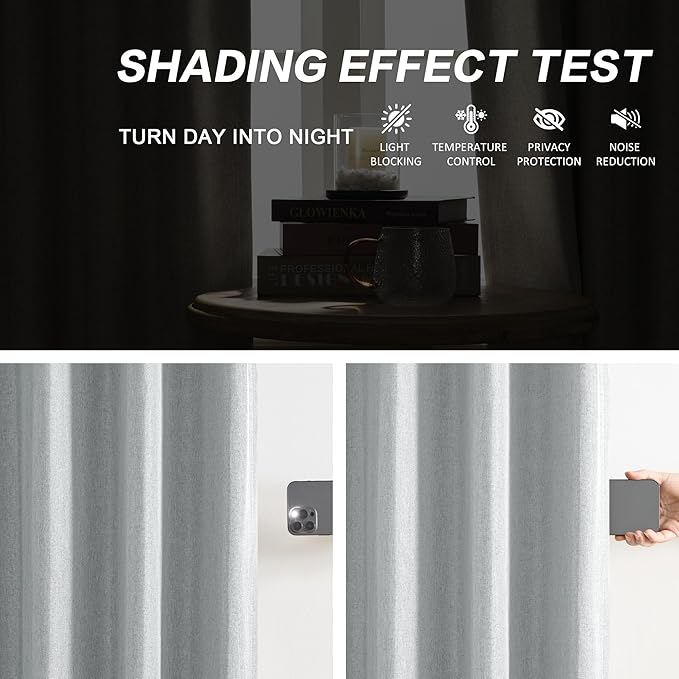 Light Grey Pinch Pleated Blackout Curtains 132 Inch Long, Accordion Style Thermal Insulated Drapes with Hooks, Back Tab Ceiling Traverse Curtains for Living Room,40x132, 2 Panels