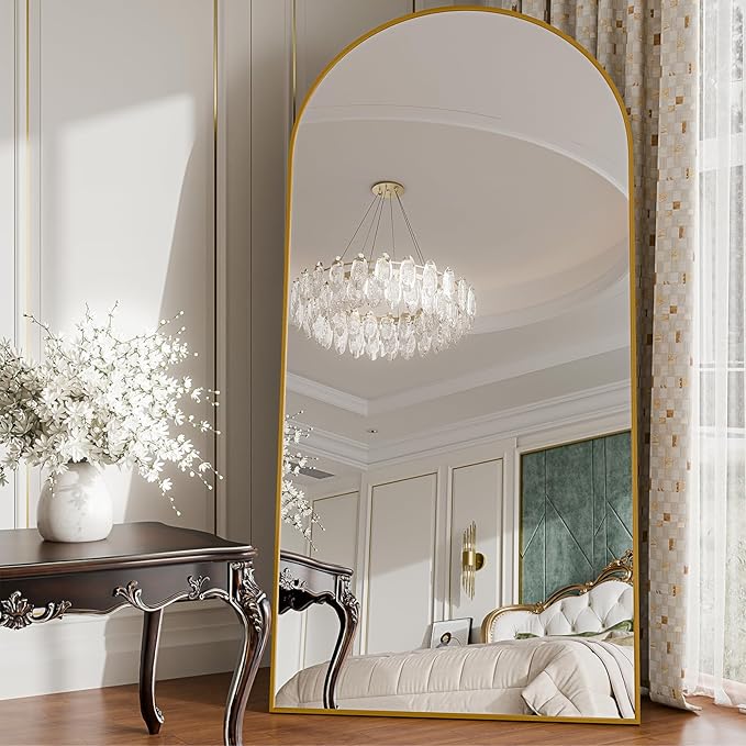 76"x34"Floor Mirror Full Length,Arched Full Length Mirror with Stand,Full Body Mirror,Hanging or Large Leaning for Bedroom Living Room Gold