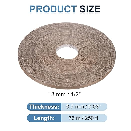 PATIKIL Walnut Edge Banding, 1/2 Inch x 250 ft Wood Veneer Tape Pre-glued Flexible Plywood Edge Banding with Hot Melt Adhesive for Furniture Restoration