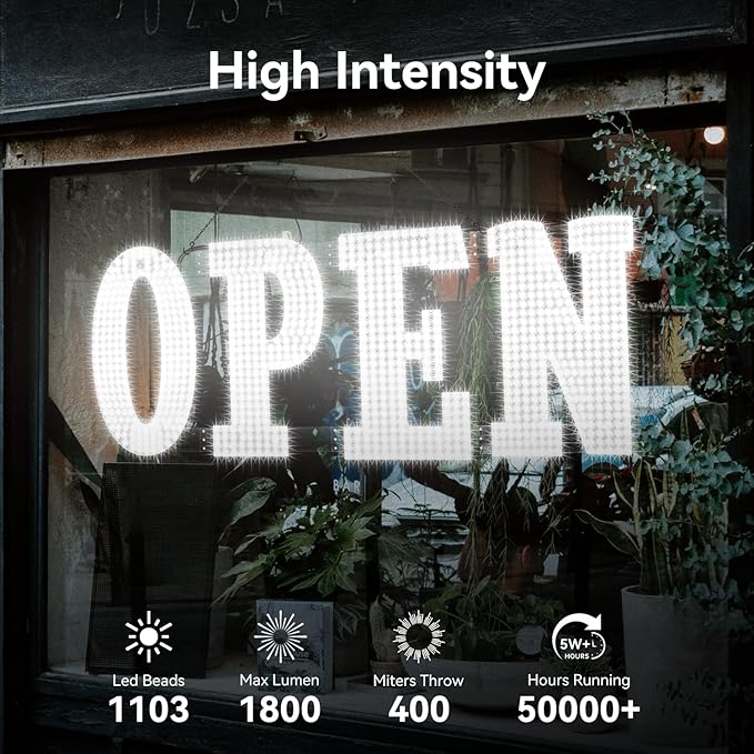 48"x16" Open Sign, Extra Bright Jumbo Led Open Signs for Business with High Visibility and Longlife Working Business Sign for Stores Bar Hotel Retail Shops Window Salon Office
