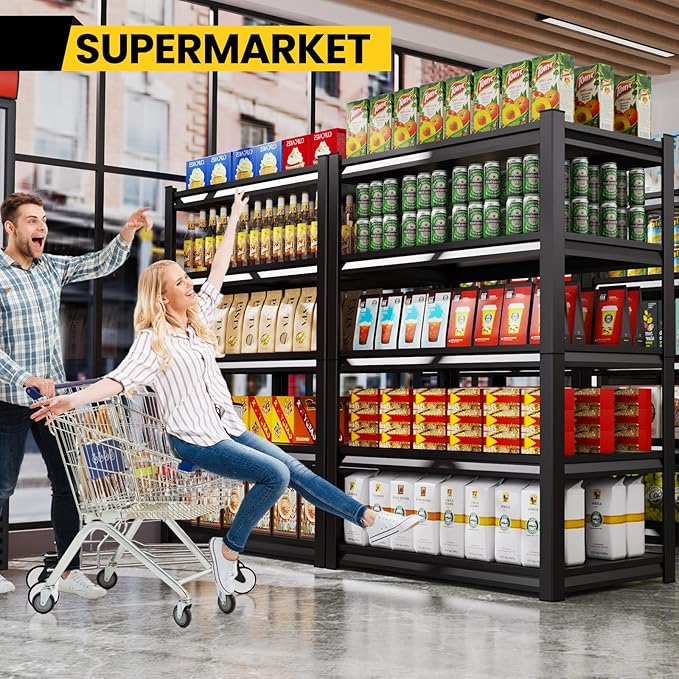 5-Tier Garage Shelving Heavy Duty, 3000LBS Metal Shelving Unit, Adjustable Garage Storage Shelves, Easy Assembly Steel Shelving, Utility Storage Rack Shelf for Warehouse, 72”H*45.7”W*20”D, 2 Pack