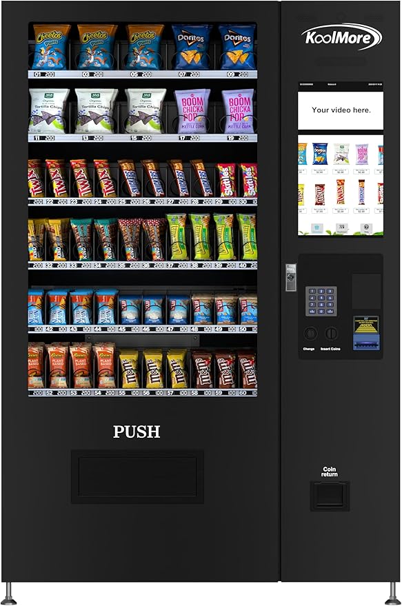 KoolMore Non-Refrigerated Snack Vending Machine with 60 Slots and 22 Inch Touch Screen with Bill Acceptor in Black (KM-VMNT-50-B)