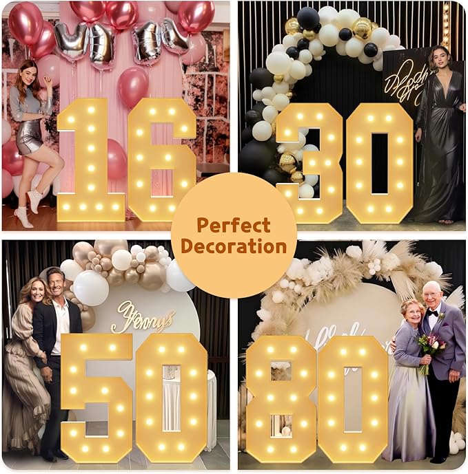 imprsv 4FT Light Up Numbers, Marquee Numbers 21st Birthday Decorations for Her Him, Large Light Up Numbers 21st Birthday Women Foam Board Anniversary Party Decorations Arch Kit (DIY)