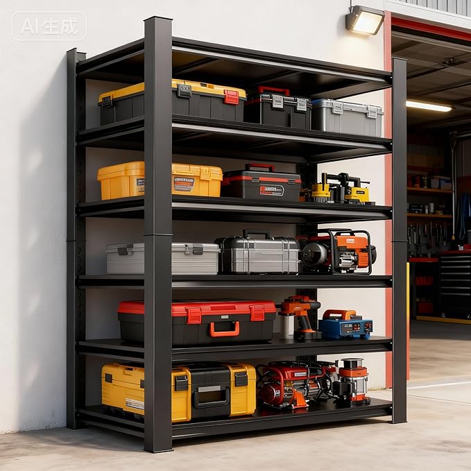 Adjustable 6-Tier Garage Shelving, Heavy Duty Steel Storage Rack, High Load Capacity, Ideal for Garage, Warehouse, or Home Organization (6-Tier 82" H x 40" W x 18" D)