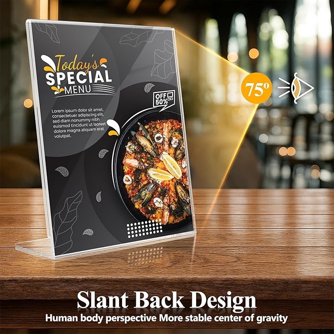 Acrylic Sign Holder 8.5 x 11 12 Pack, Double-Sided Clear Sign Holder Plastic Stands for Display, Table Sign Stands, T Shape Flyer Holder