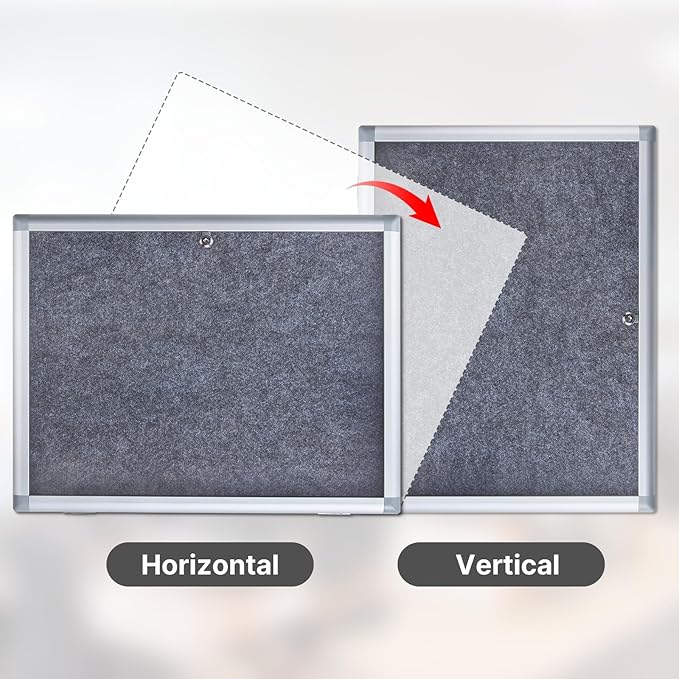 Enclosed Bulletin Board 20x26 Inch Outdoor Notice Board Tamper-Proof Flannel Lockable Display Cases with Aluminum Frame, All Weather Pinboard for Hospital, Restaurant Kitchen, Office