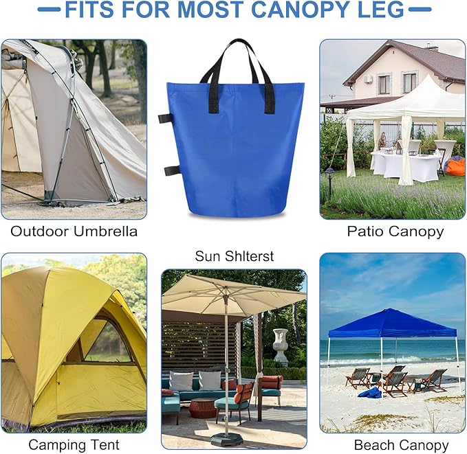 PATIKIL Canopy Weight Sand Bags, 4 Pack 110 Lbs Total Extra Large Weights Bags Waterproof Tent Leg Weights Sandbags for Outdoor Canopy Tent Sun Shelter Patio Ladder Blue (14x9")