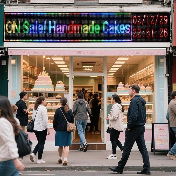 P10 LED Programmable Advertising Sign, High Brightnes Outdoor Digital Sign Waterproof, WiFi Control LED Open Signs for Business, Electronic Message Display Board 115"X14"