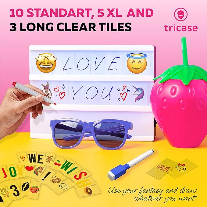 Cinema Light Box with Letters – Marquee Color Changing Light Box Sign with 386 Black & Color Letters & Emoji & 2 Markers- Premium Light Up Letter Board – 16 Dimmable Remote-Controlled Colored Options