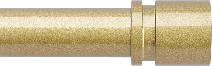 Curtain Rods for Windows 16 to 240 Inches Adjustable Length 1 Inch Diameter Window Curtain Rod with Aluminium Finials, Flash Gold