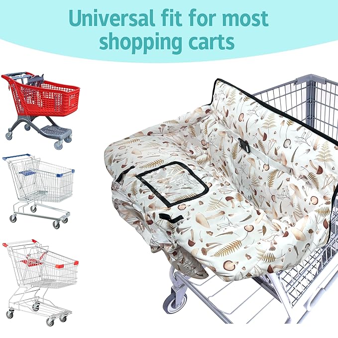 Shopping Cart Cover for Baby,2-in-1 High Chair Cover with Portable Cloth Bag,Cart Seat Pad for Babies Grocery Cushion Cover Restaurant,Suitable for All Supermarkets