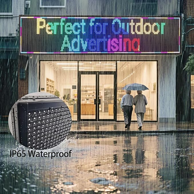 P10 Large Programmable LED Scrolling Sign 77”X20”, Bright Outdoor Digital Signs Waterproof, Full Color Led Open Signs for Business Advertising, Restaurant, School, Commerce, WiFi Control Electronic Message Display Board