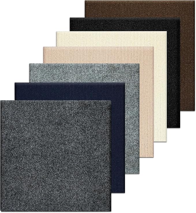 Carpet Tiles Peel and Stick, Self Adhesive Carpet Floor Tile 24" x 24", Khaki Soft Padded Flooring Sticker, Home Decor for Bedroom Living Room Office, 20 Tiles per Box