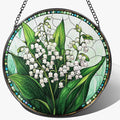 8-Inch Stained Glass Ornament, Stained Glass Window Hanging, Lily of Valley Flower Ornament, Window Hanging Decor Suncatcher | Mother's Day, Christmas, Birthday, Gifts for Mom & Flower Lovers