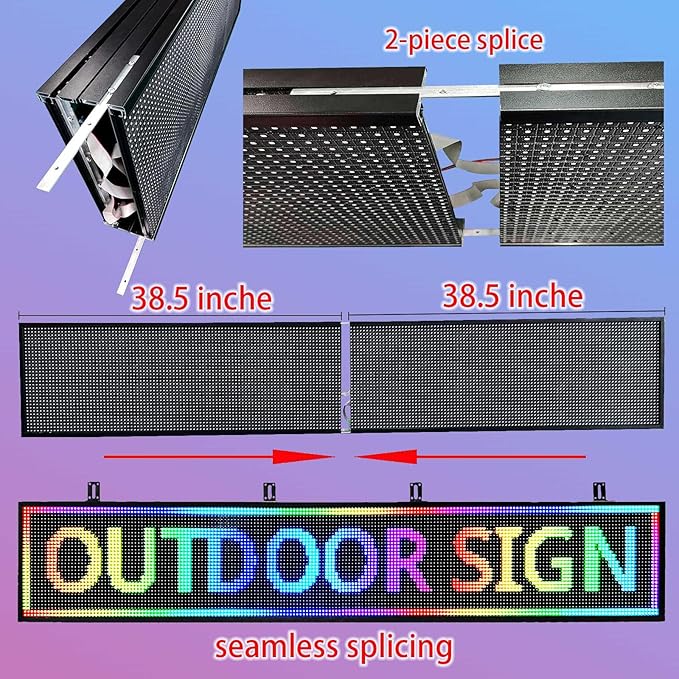 P10 Scrolling Programmable Led Sign For Business Custom Banner Advertising Outdoor Open Digital Led Display Screen Message Board Wifi Control High Brightness Neon Sign 77"X14"