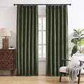 DUALIFE Olive Green Pinch Pleated Blackout Curtains & Drapes 90 Inches Long 2 Panels, Boho Style Closet Cover Curtains for Track System, Back Tab with Hooks Pinch Pleat Drapes for Bedroom (W40 xL90)