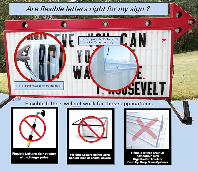 4" Flex Changeable Sign Letters on 5" Clear Panels – Black Letters & Red Numbers – Fits A-Frame, Sidewalk & Portable Signs – Made in USA