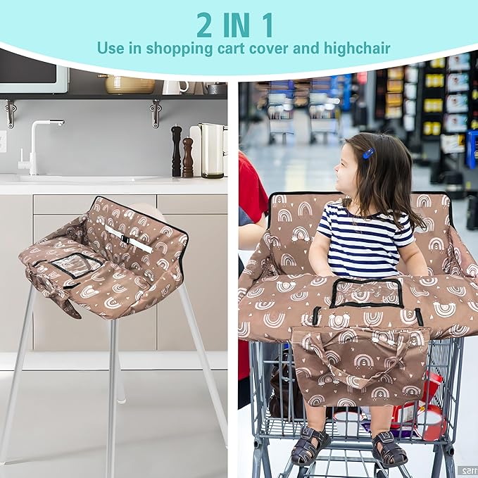 Shopping Cart Cover for Baby,2-in-1 High Chair Cover with Portable Cloth Bag,Cart Seat Pad for Babies Grocery Cushion Cover Restaurant,Suitable for All Supermarkets