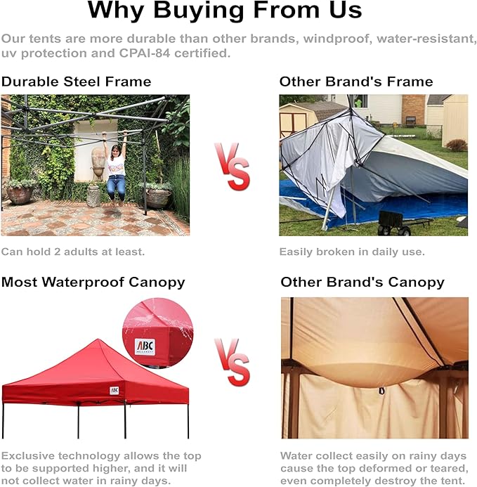 ABCCANOPY Patio Pop Up Canopy Tent 10x10 Commercial-Series (Black)