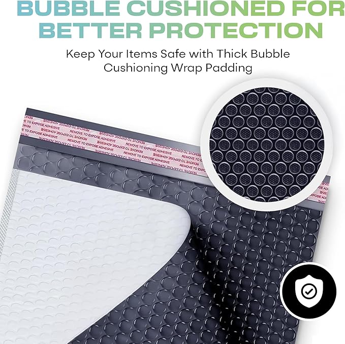 White Large Poly Bubble Mailers 12x15 inch | Self Seal Padded Envelopes Cushioned Bubble Mailer | Usable Size 12x15 | WaterProof | Lightweight mailing Shipping Bags | 50 Pack Bulk | USA Made