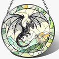 Stained Glass Window Hanging, Pauyadu 8 Inch Dragon Suncatcher Ornament, Stained Glass Suncatcher, Window Decor, Dragon Lovers Gifts, Gifts for Women, Men, and Friends