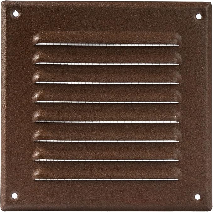 Vent Systems - 5 x 5 Inch (Inner) Brown Metal Square Soffit Air Vent Grille Cover, Register Vent Deflector Louver Built-in Mesh HVAC for Bathroom Home Office Kitchen 6.5" x 6.5" (Outer)