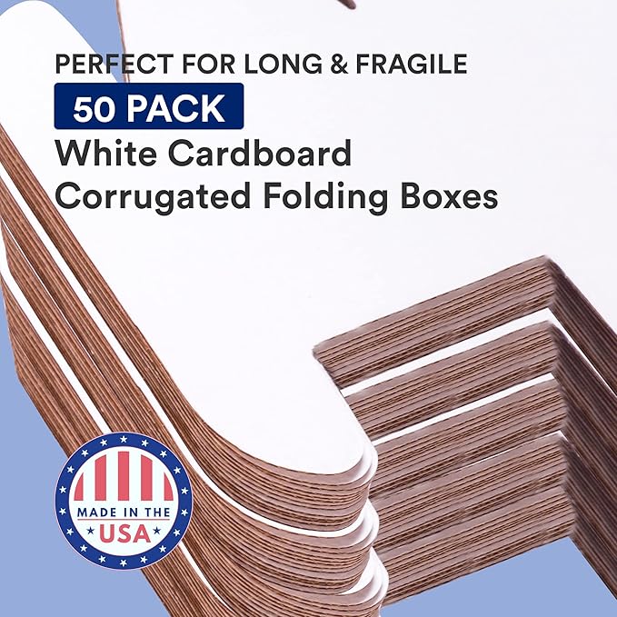 BOX USA Shipping Boxes Small 12"L x 4"W x 4"H, 50-Pack | White Corrugated Cardboard Box Mailer for Packing, Moving, Storage | Bulk Gift Box or Product Packaging for Small Business, Home, FBA