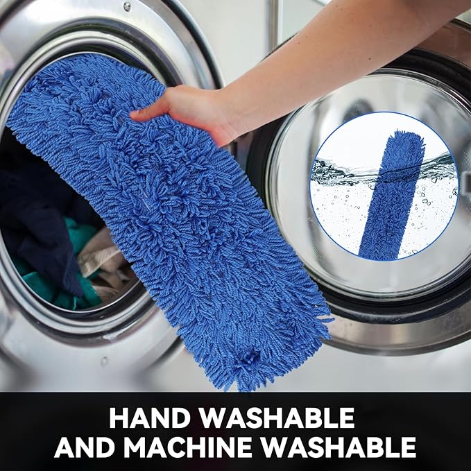 60 Inch Dust Mop Head: Replacement Medium Washable Commercial Mop Head - Sweeper and Janitorial Dust Head Replacement Blue
