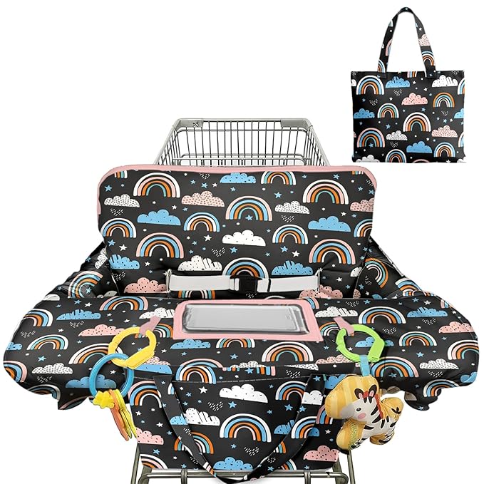 Shopping Cart Cover for Baby Girl Boy 2-in-1 High Chair Water Resistant High Chair Cover w/Phone Pouch Pocket Gender Neutral Cart Cover for Zebra Texture Babies Padded Grocery Cart Cover for Baby