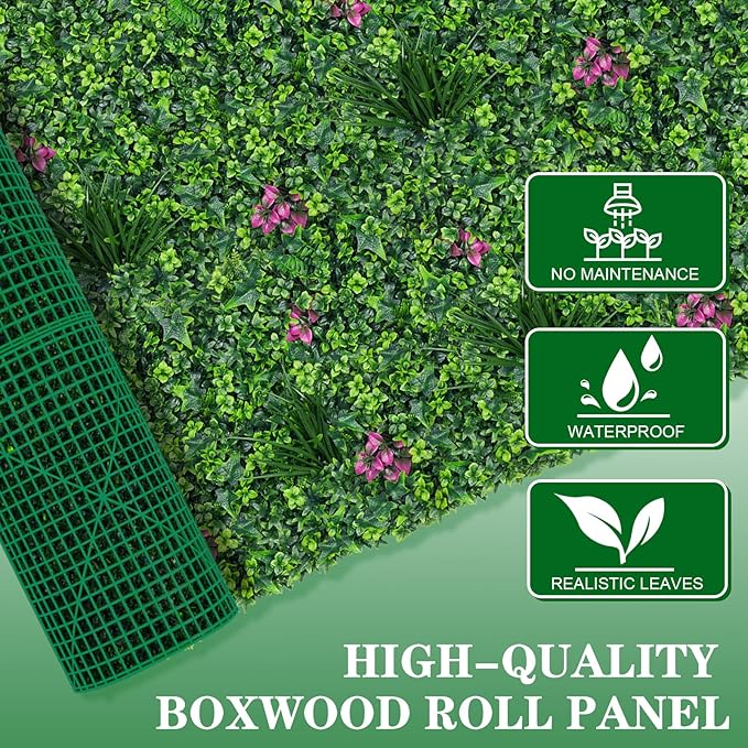 Boxwood Roll Panels, Grass Wall 40"x120"(33.33 SQFT), Grass Backdrop, Privacy Screen, Sun Protected Green Wall Decor for Outdoor, Indoor, Garden, Backyard and Décor