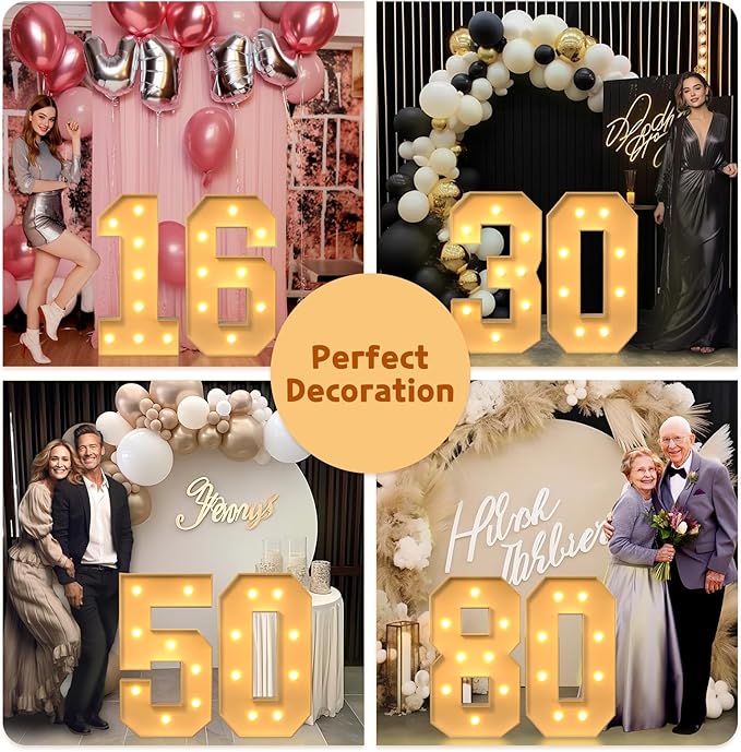 imprsv 3FT Marquee Light Up Numbers, Marquee Numbers 16th Birthday Decorations for Girls Boys, 16th Birthday Women Foam Board Anniversary Party Decorations Arch Kit (DIY)