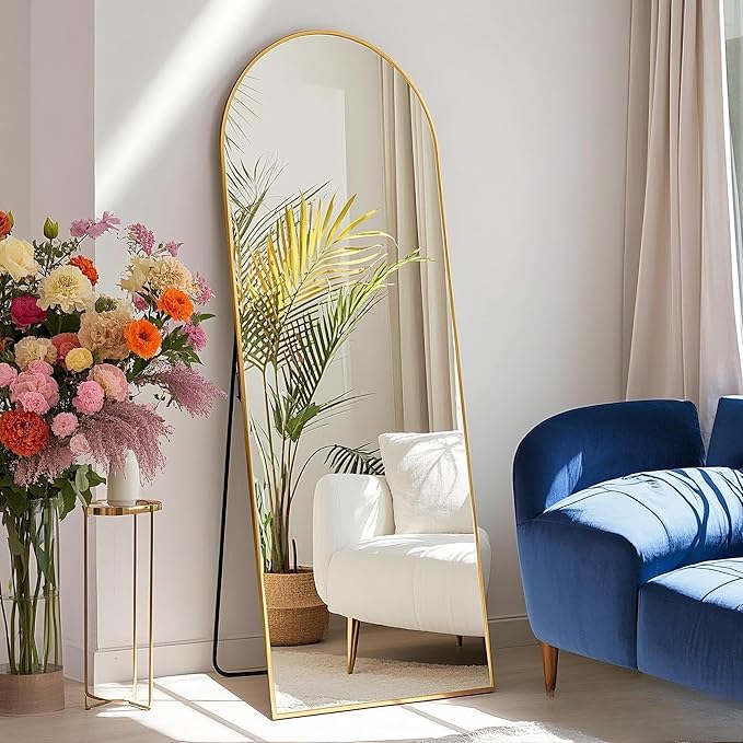 58"x19"Floor Mirror Full Length,Arched Full Length Mirror with Stand,Full Body Mirror,Hanging or Large Leaning for Bedroom Living Room Gold