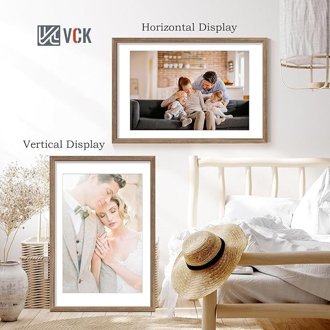 VCK 20x30 Poster Frame 2 Pack - Walnut, High-End Wood Picture Frames with Polished Plexiglass, Display 16x24 Photo with Mat or 20x30 without Mat, Art Gallery-Quality, Wall Hanging, Walnut